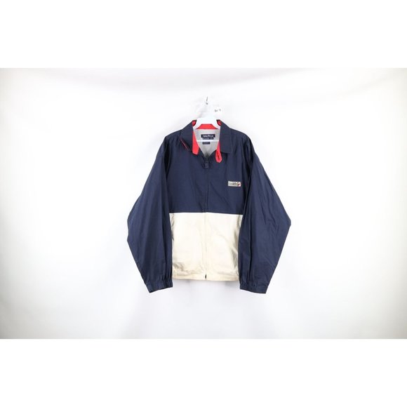 Vintage 90s Nautica Mens Medium Distressed Spell Out Sailing Windbreaker Jacket - Picture 1 of 14